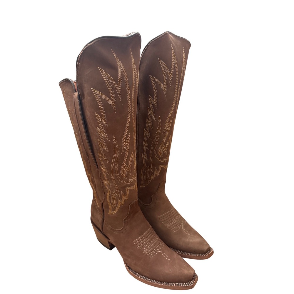 Tanner Mark Womens Brown Leather Tall Western Cowboy Boots TML 205253 Size‎ 8.5